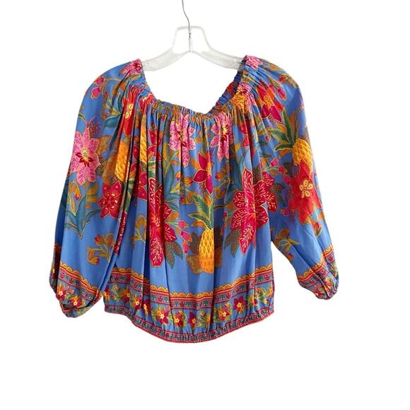 Cynthia Rowley Off The Shoulder Floral Print Top NWT Shirt Puff Sleeve SMALL - Picture 2 of 12